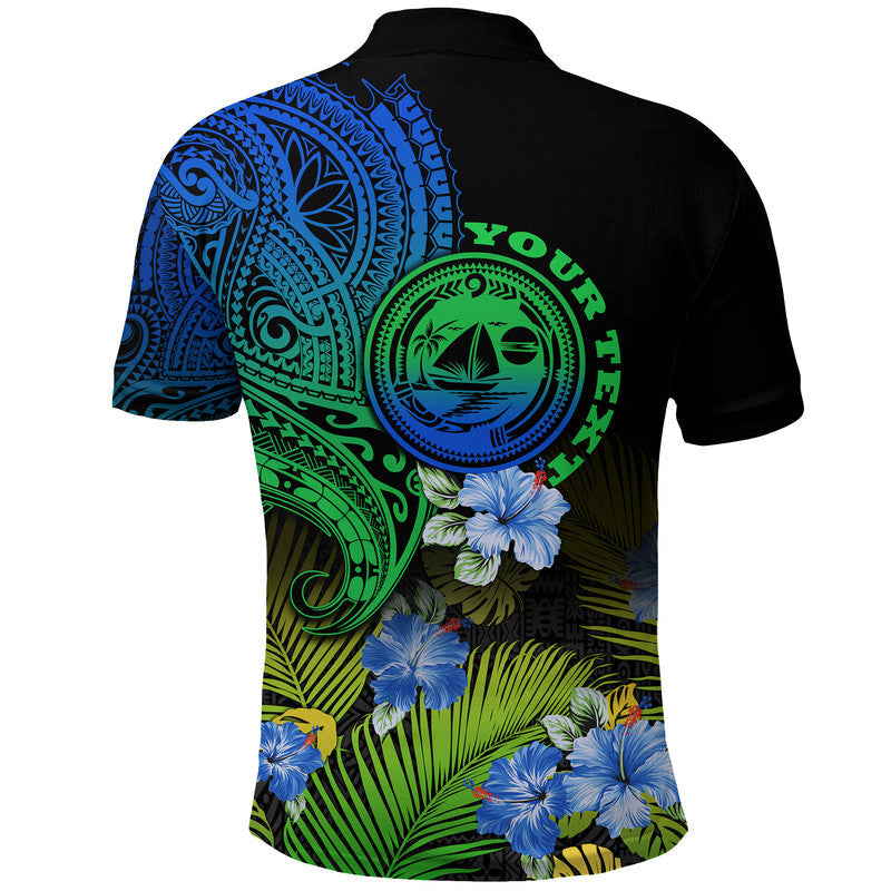 Custom Personalised Vanuatu Malampa Province Polo Shirt Hibiscus Tribal Polynesian Tattoo Ver Gradient
