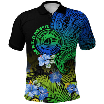 Vanuatu Malampa Province Polo Shirt Hibiscus Tribal Polynesian Tattoo Ver Gradient