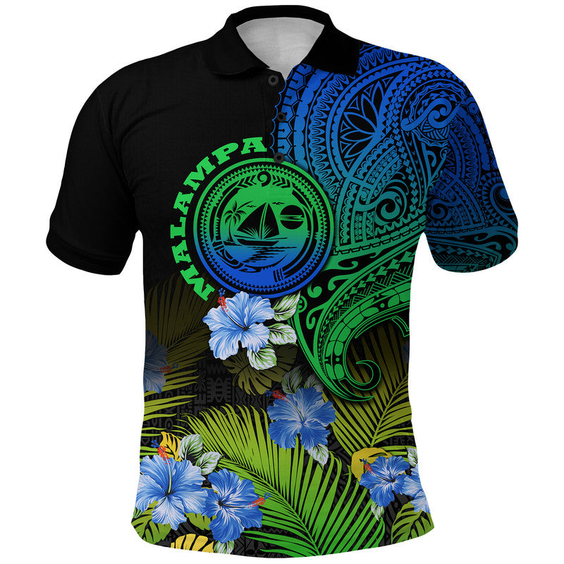 Custom Personalised Vanuatu Malampa Province Polo Shirt Hibiscus Tribal Polynesian Tattoo Ver Gradient