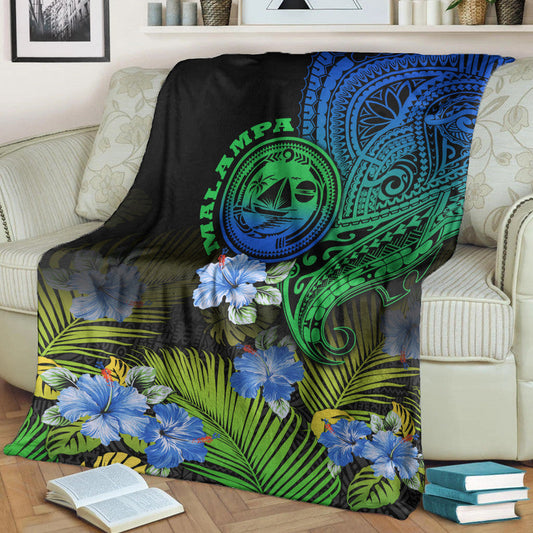 Vanuatu Malampa Province Premium Blanket Hibiscus Tribal Polynesian Tattoo Ver Gradient