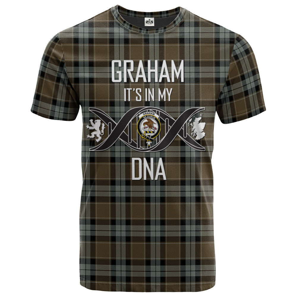 Printivon Graham of Menteith Weathered Clan DNA In Me Tartan Crest T Shirt