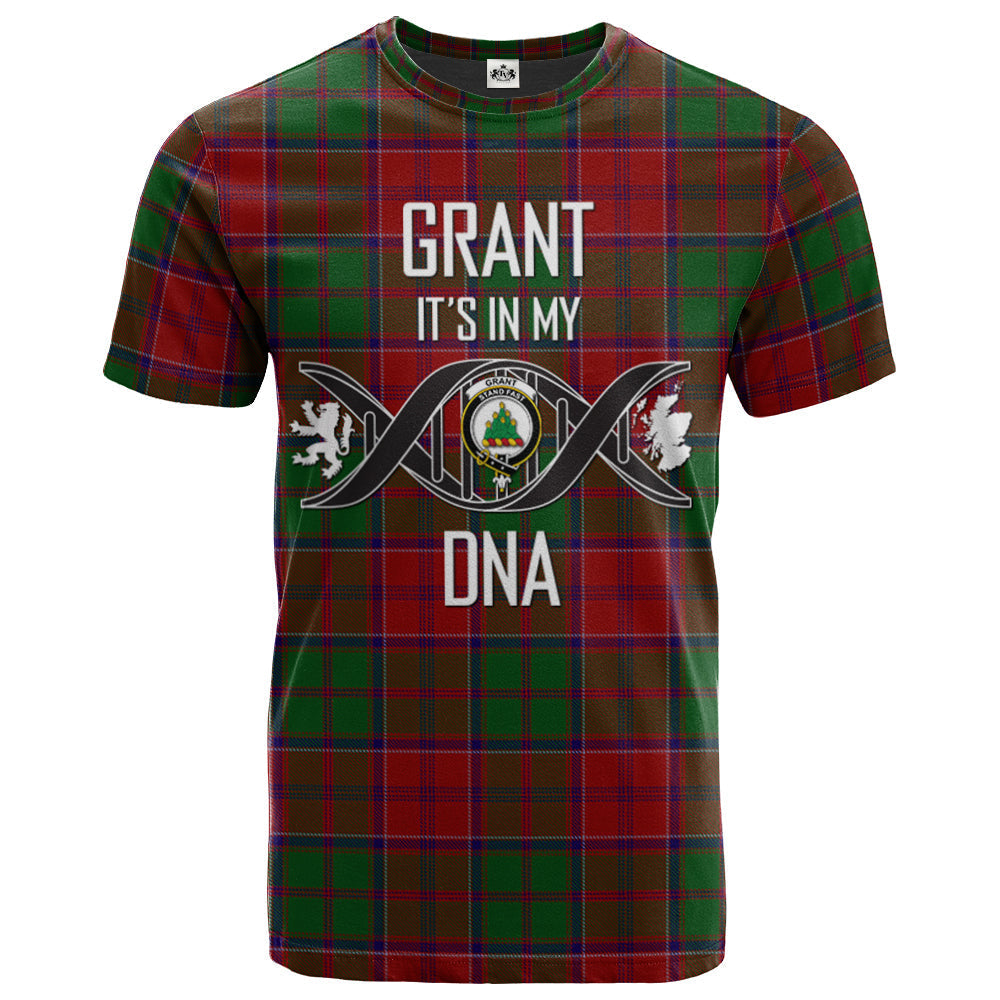 Printivon Grant Clan DNA In Me Tartan Crest T Shirt