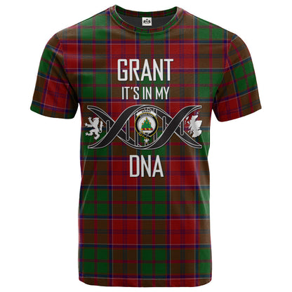 Printivon Grant Clan DNA In Me Tartan Crest T Shirt