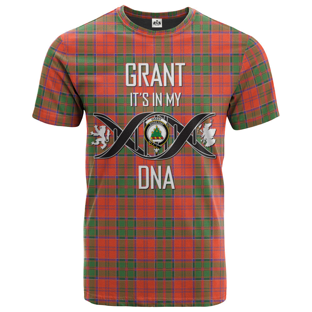 Printivon Grant Ancient Clan DNA In Me Tartan Crest T Shirt