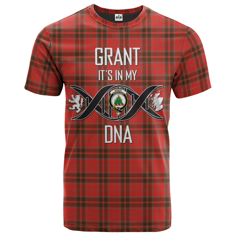 Printivon Grant Weathered Clan DNA In Me Tartan Crest T Shirt