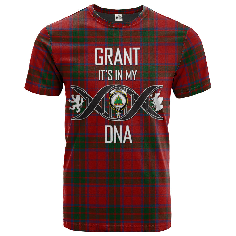 Printivon Grant (Vestiarium Scoticum) Clan DNA In Me Tartan Crest T Shirt