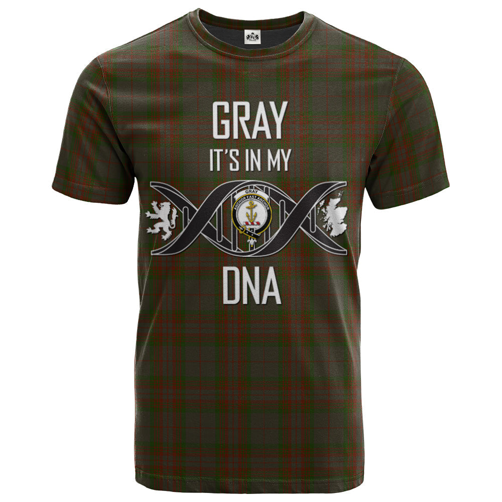 Printivon Gray Clan DNA In Me Tartan Crest T Shirt