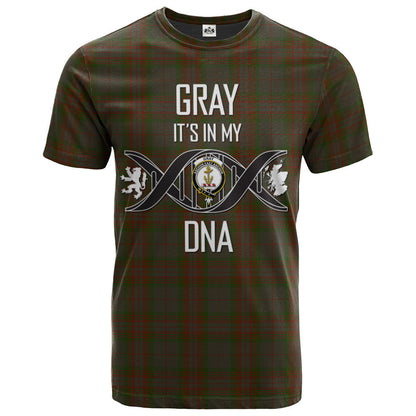 Printivon Gray Clan DNA In Me Tartan Crest T Shirt