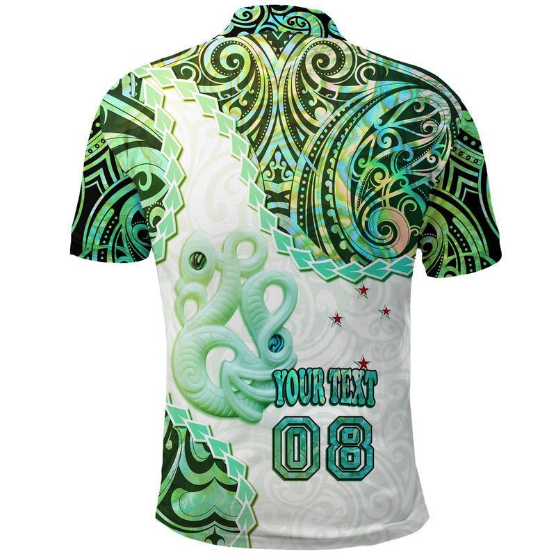 New Zealand Maori Polo Shirt Aotearoa Manaia Green Paua Shell