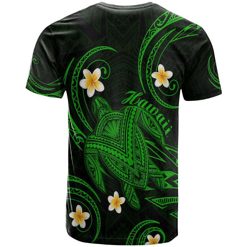 Hawaii T Shirt Hawaiian Turtle Plumeria Mixed Polynesian Green Style