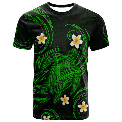 Custom Personalised Hawaii T Shirt Hawaiian Turtle Plumeria Mixed Polynesian Green Style