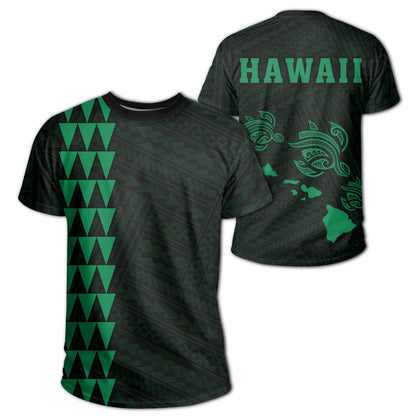 Hawaii Kakau Three Turtles T Shirt Green AH