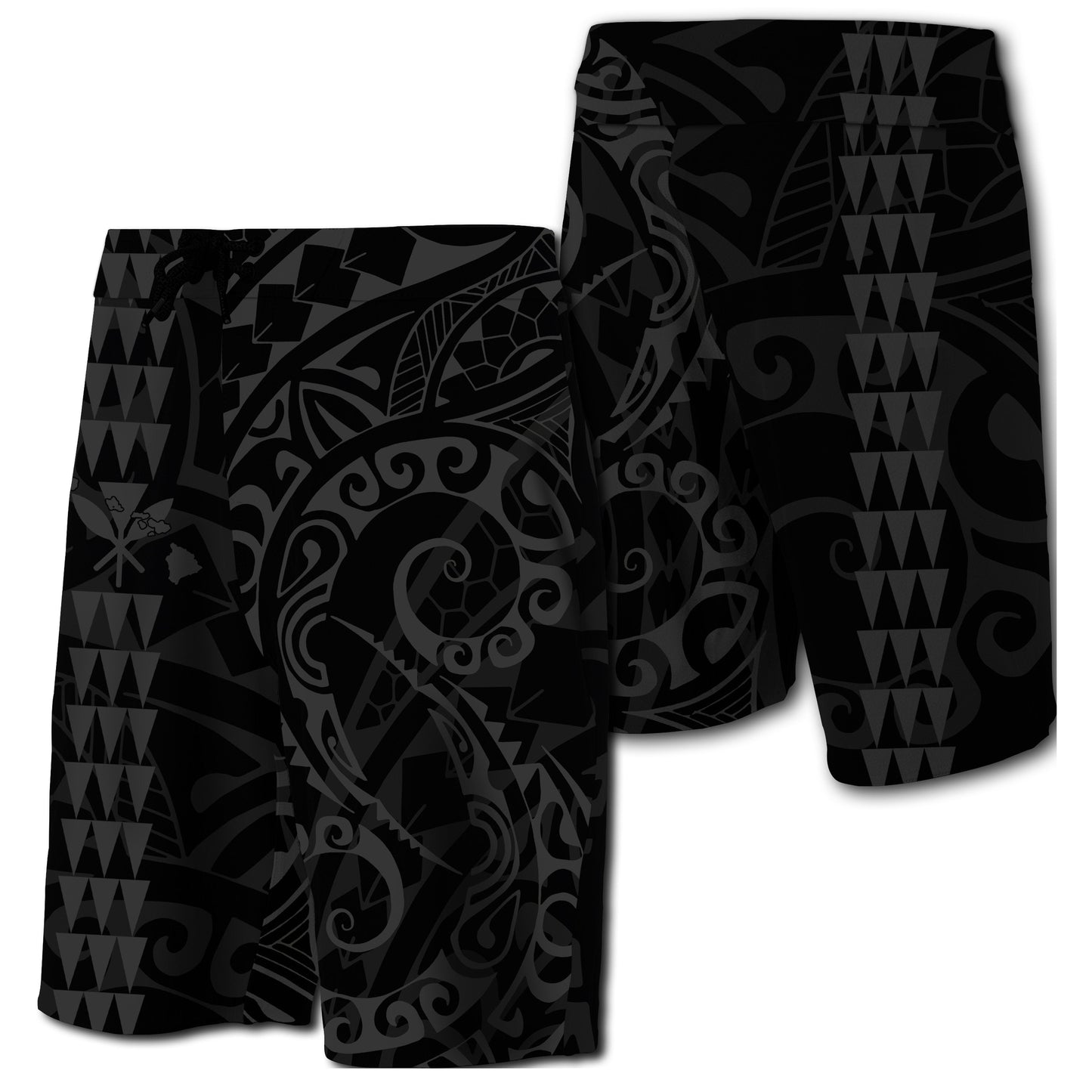 Hawaii Kakau Polynesian Kanaka Board Shorts - Grey - Snapy Style