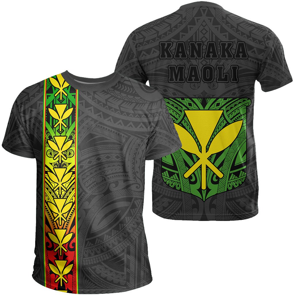 Hawaii Kanaka Flag Polynesian T - Shirt - Kanaka Maoli Spirit - Grey