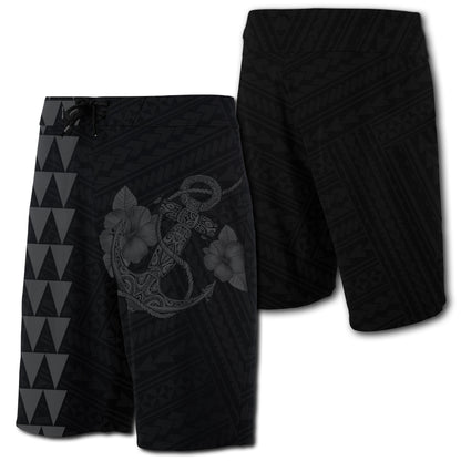 Hawaii Kakau Polynesian Anchor Board Shorts - Grey