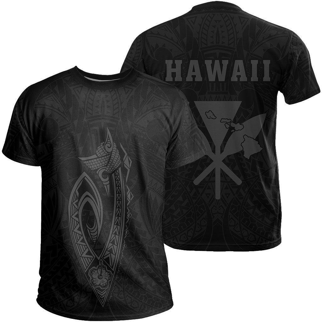 Hawaii Kakau Makau Fish Hook Polynesian T - Shirt - Grey