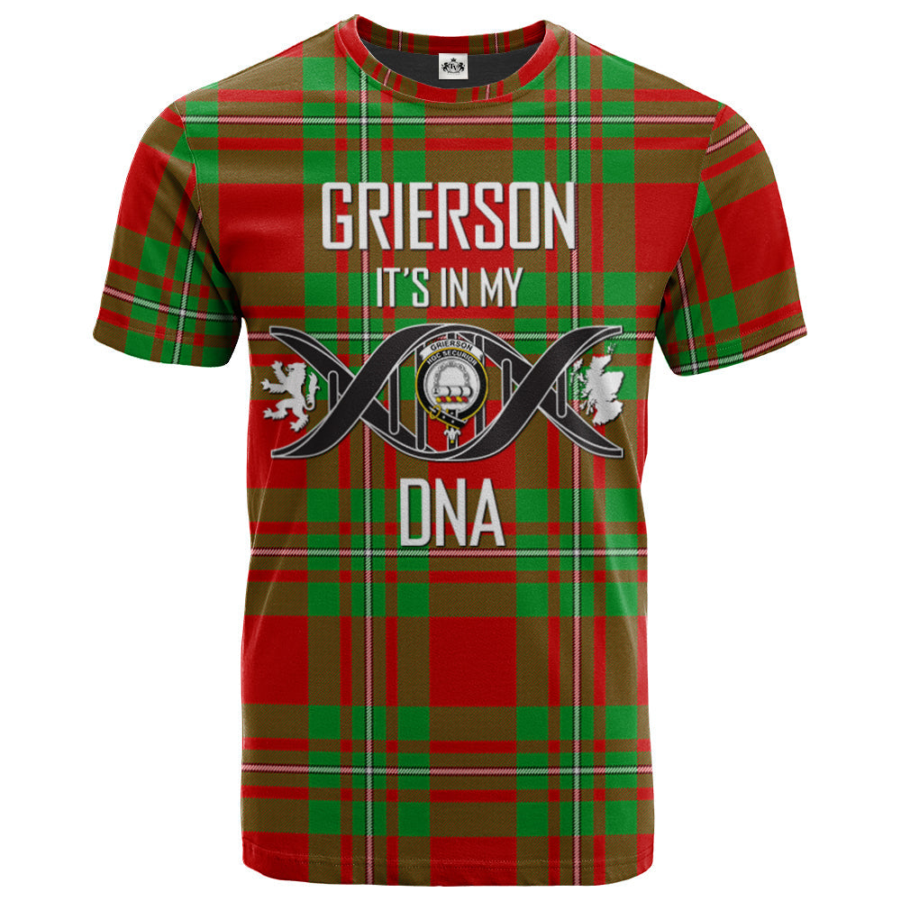 Printivon Grierson Clan DNA In Me Tartan Crest T Shirt