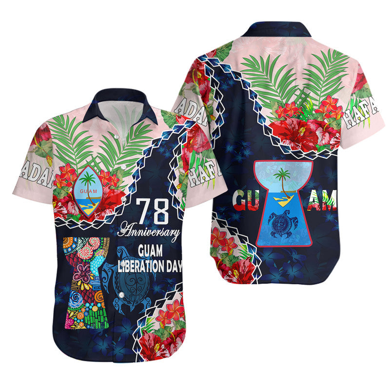 Guam Liberation Day Hawaiian Shirt Latte Stone Hibiscus Painting