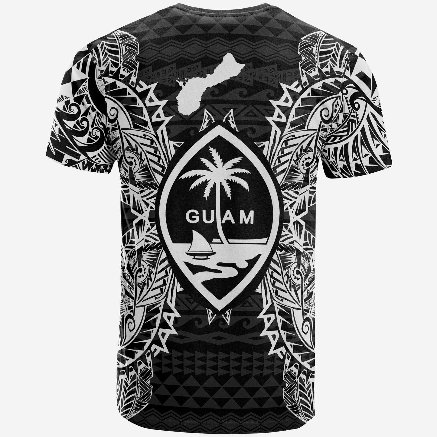 Guam All T Shirt Guam Coat Of Arms Map Polynesian Tattoo White Black