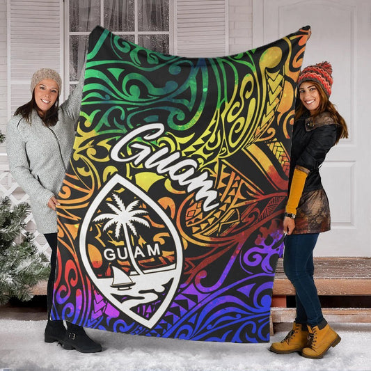 Guam Premium Blanket Rainbow Polynesian Pattern