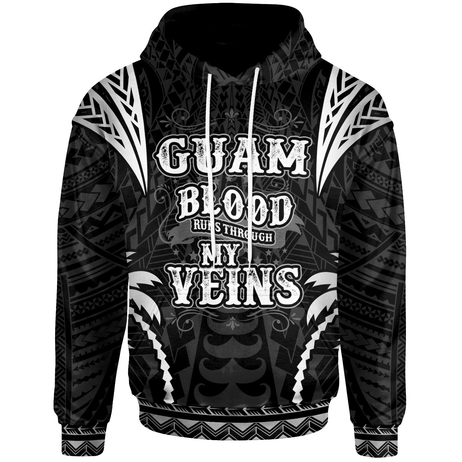 Guam Hoodie Blood Runs Through My Veins Style Black