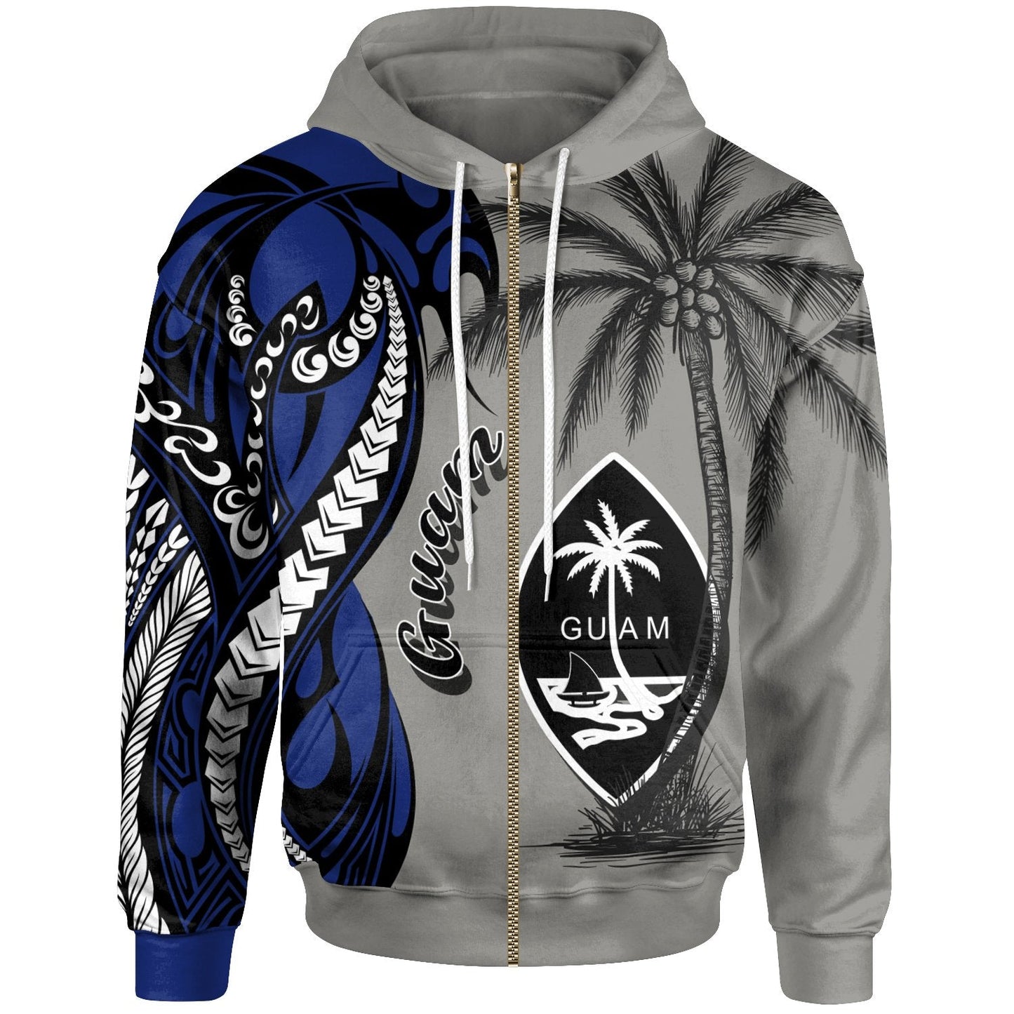 Guam Zip Up Hoodie Classical Coconut Tree