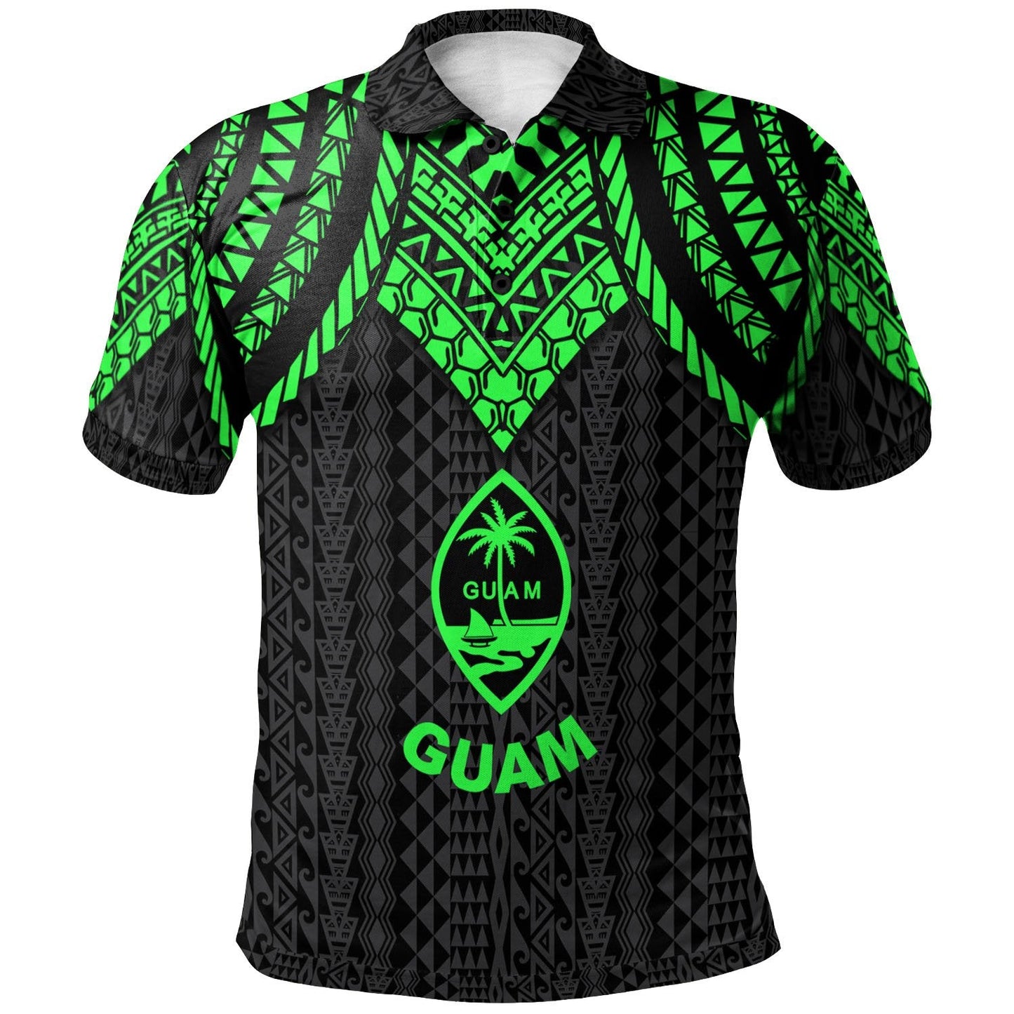 Guam Polo Shirt - Polynesian Armor Style Green