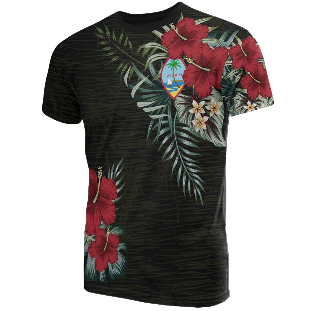 Guam T - Shirt - Guam Coat Of Arms Hibiscus Palm Leaves