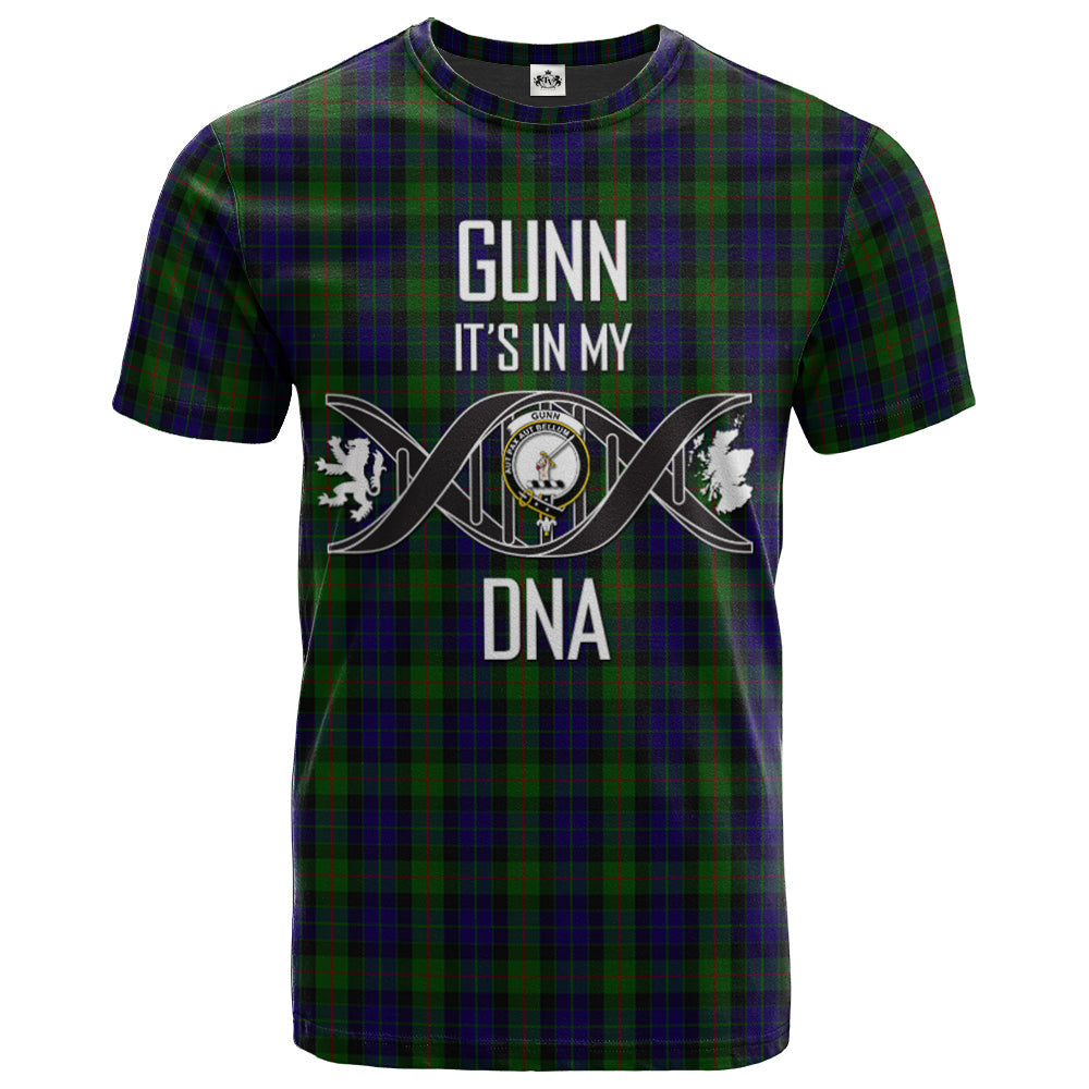 Printivon Gunn Clan DNA In Me Tartan Crest T Shirt