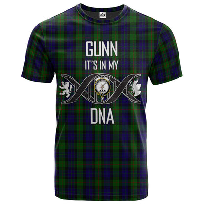 Printivon Gunn Clan DNA In Me Tartan Crest T Shirt