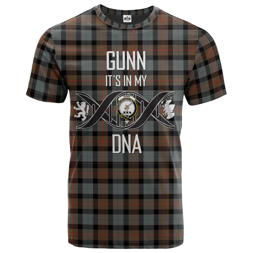 Printivon Gunn Weathered Clan DNA In Me Tartan Crest T Shirt