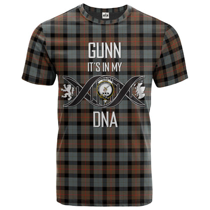 Printivon Gunn Weathered Clan DNA In Me Tartan Crest T Shirt