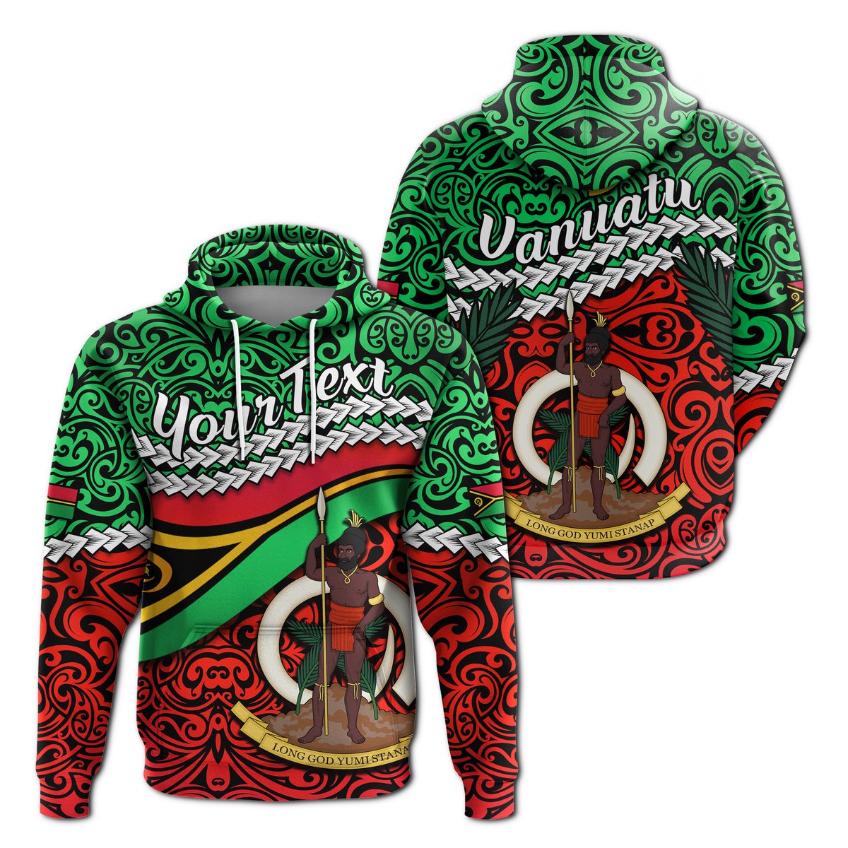( Personalised) Proud Vanuatu Hoodie Pattern Mix Flag