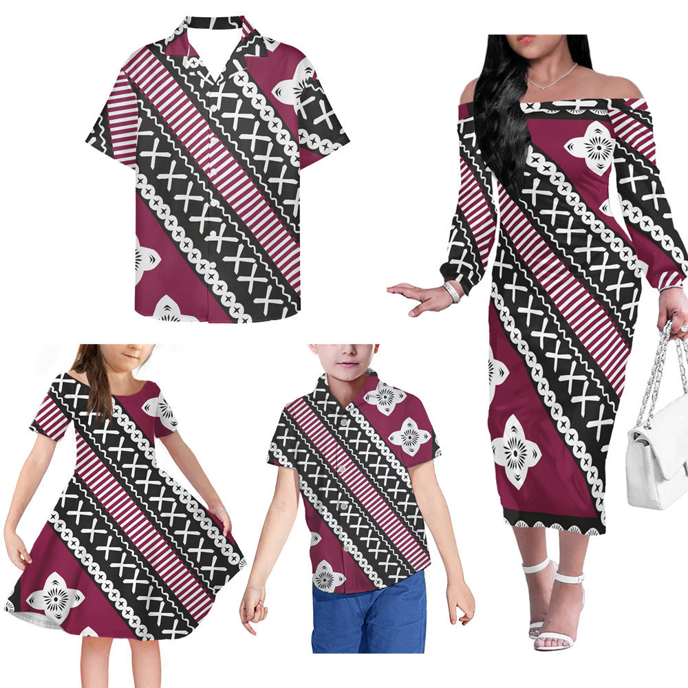 Polynesian Tribal Matching Outfit For Family Island Dress Hawaiian Shirt For Her Him