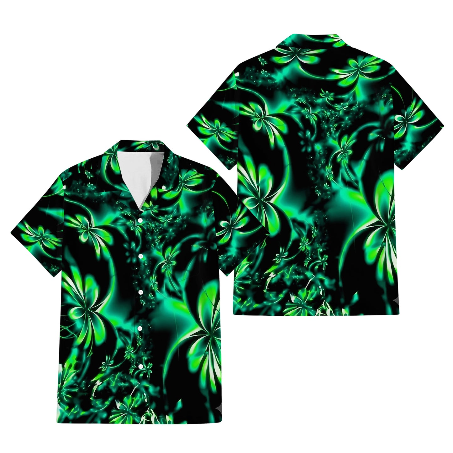 Green Leaf Matching Outfit For Couple Island Puletasi Dress And Hawaiian Shirt For Her Him
