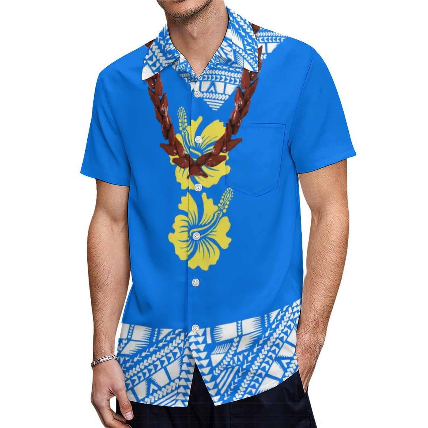 Samoa Red Necklace Polynesian Tribal Hawaiian Shirt Summer Island Short Sleeve Shirt For Him
