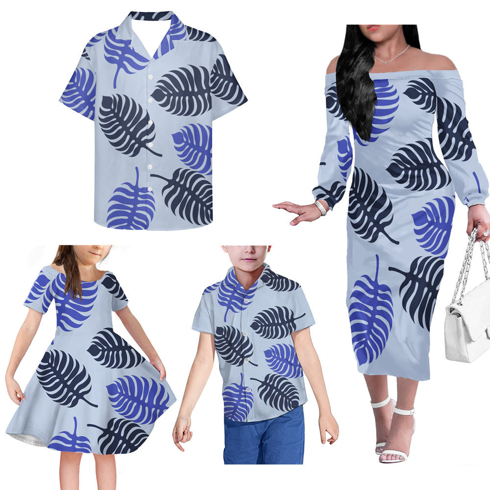 Polynesian Palm Leaf Pattern Matching Outfit For Family Island Dress Hawaiian Shirt For Her Him Family Members