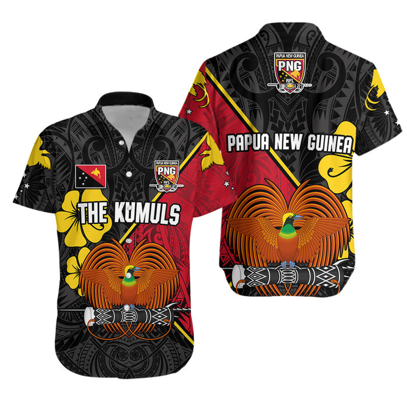 The Kumuls PNG Hawaiian Shirt Papua New Guinea Polynesian Dynamic Style Black
