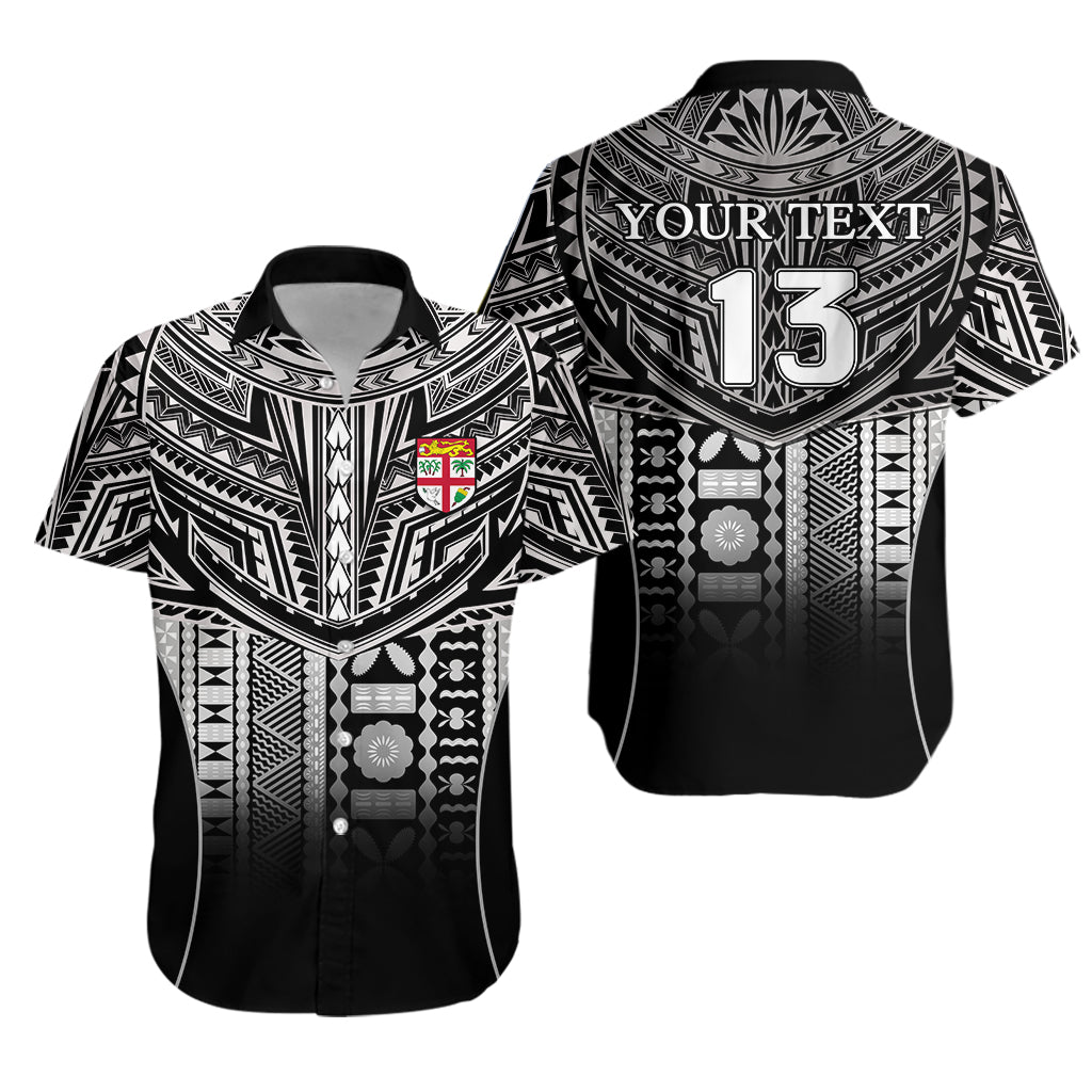 Custom Personalised Fiji Faithful Hawaiian Shirt Version Black - Custom Text and Number