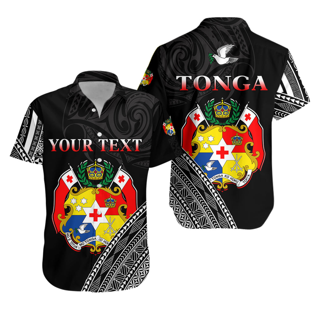 Custom Personalised Tonga Hawaiian Shirt Tongan Pattern Blithesome Version Black