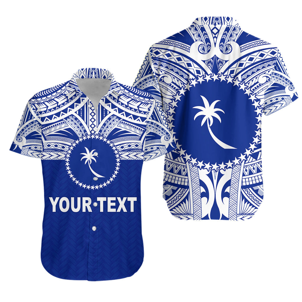 Custom Personalised Chuuk Flag Hawaiian Shirt Micronesia Style Blue