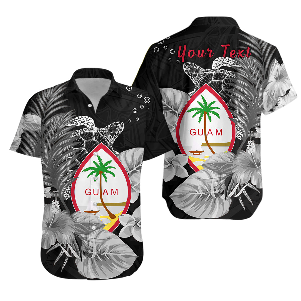 Custom Personalised Guam Seal Hawaiian Shirt Polynesian Turtle with Flowers Version White