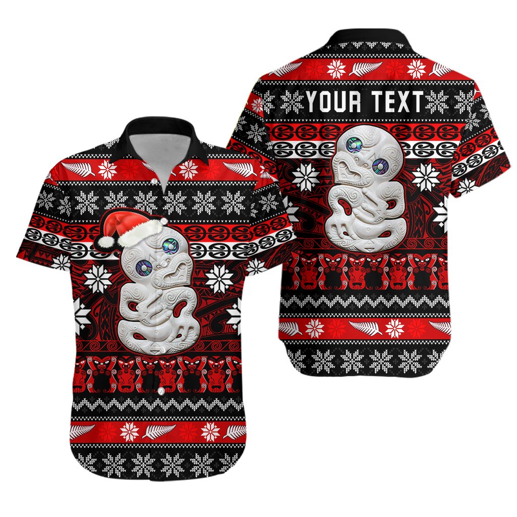 Custom Personalised New Zealand Hei Tiki Christmas Hawaiian Shirt Maori Meri Kirihimete