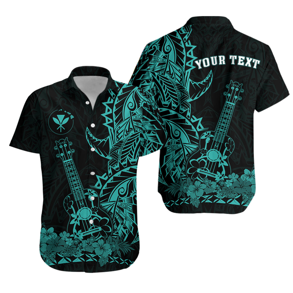 Custom Personalised Hawaii Polynesian Hawaiian Shirt Ukulele Turquoise
