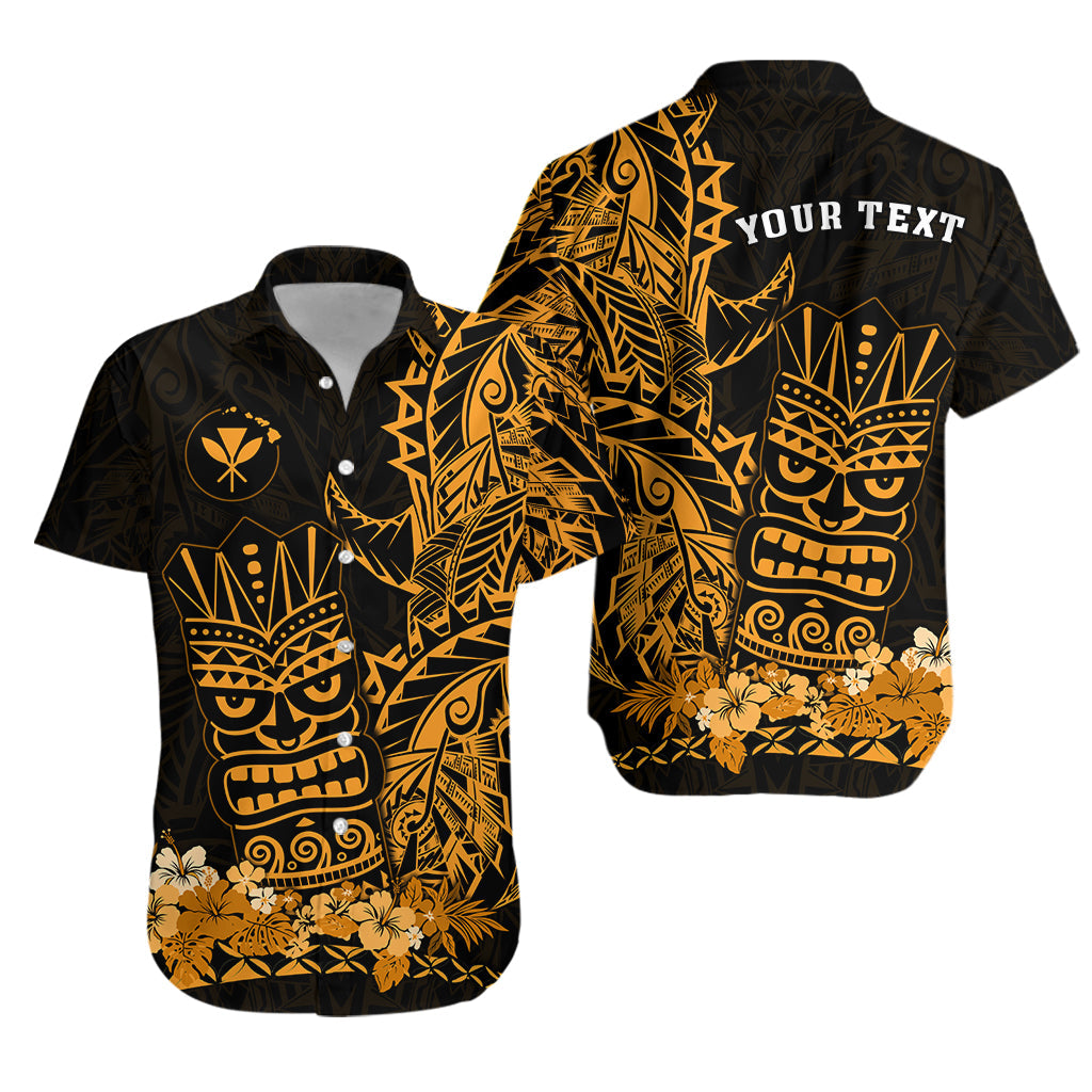 Custom Personalised Hawaii Polynesian Hawaiian Shirt Gold Tiki Masks Hawaiian