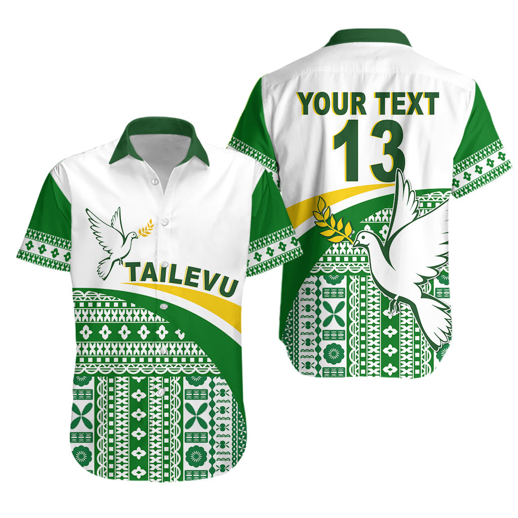 Custom Text and Number Tailevu Rugby Hawaiian Shirt Fiji Rugby Tapa Pattern White