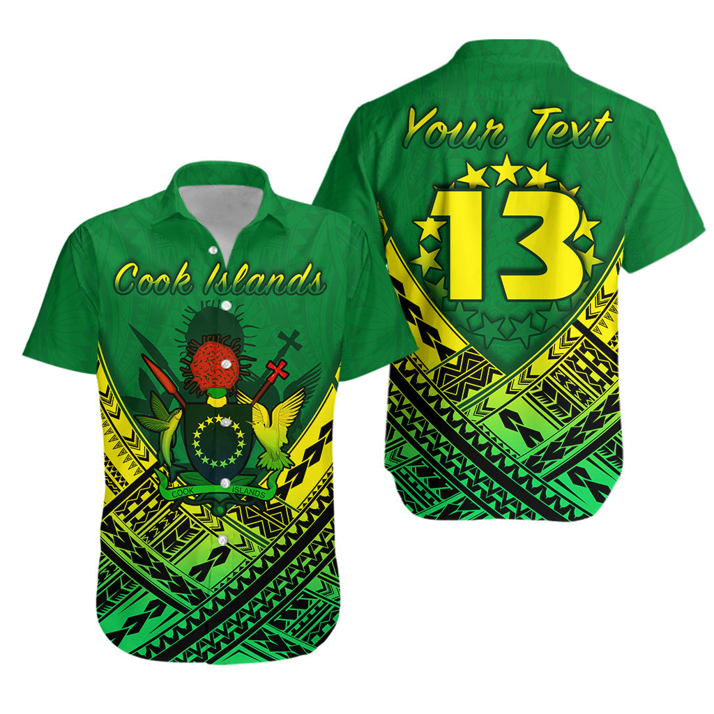 Custom Personalised Cook Islands Rugby Hawaiian Shirt Simple Polynesian - Custom Text and Number