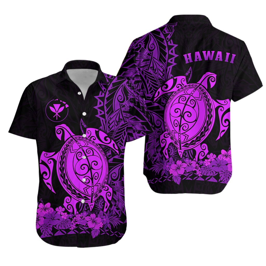 Hawaii Polynesian Hawaiian Shirt Purple Sea Turtles Hawaiian
