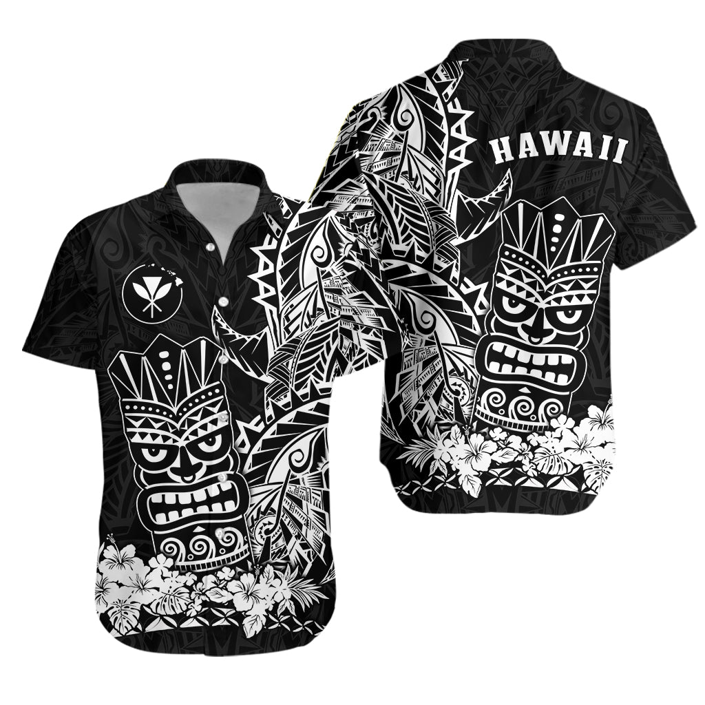 Hawaii Polynesian Hawaiian Shirt White Tiki Masks Hawaiian