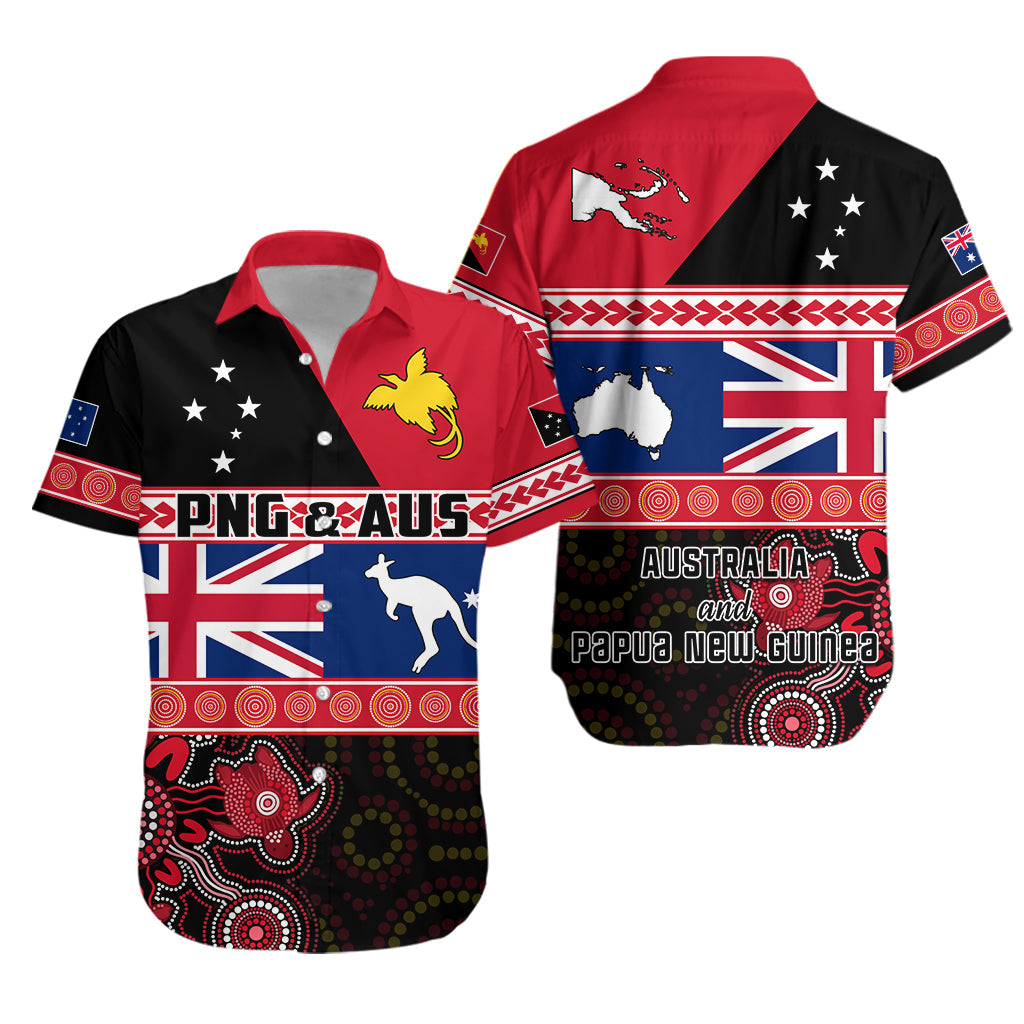 Papua New Guinea and Australia T Shirt Hawaiian Shirt PNG and AUS